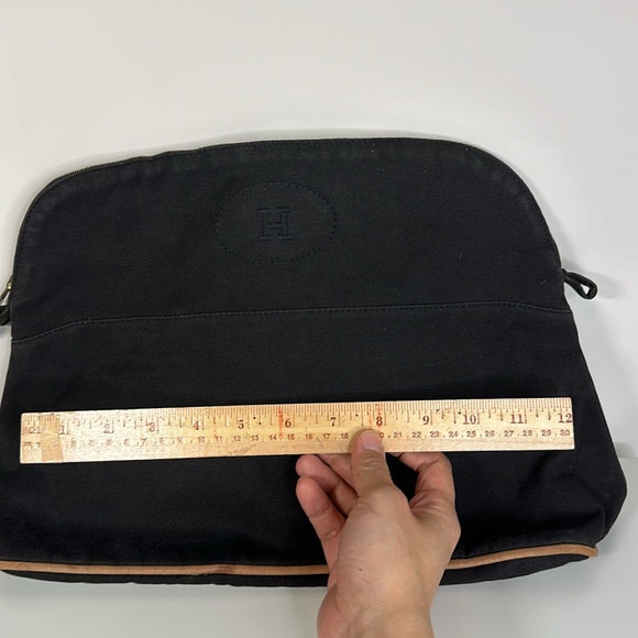51 Hermes Bolide 31 Canvas Pouch Cosmetic Bag with Leather Trim Large - Picture 13 of 14